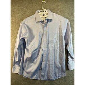 Tommy Hilfiger Dress Shirt 17-1/2 34/35 Reg Fit Mens Blue Long Sleeve Button Up